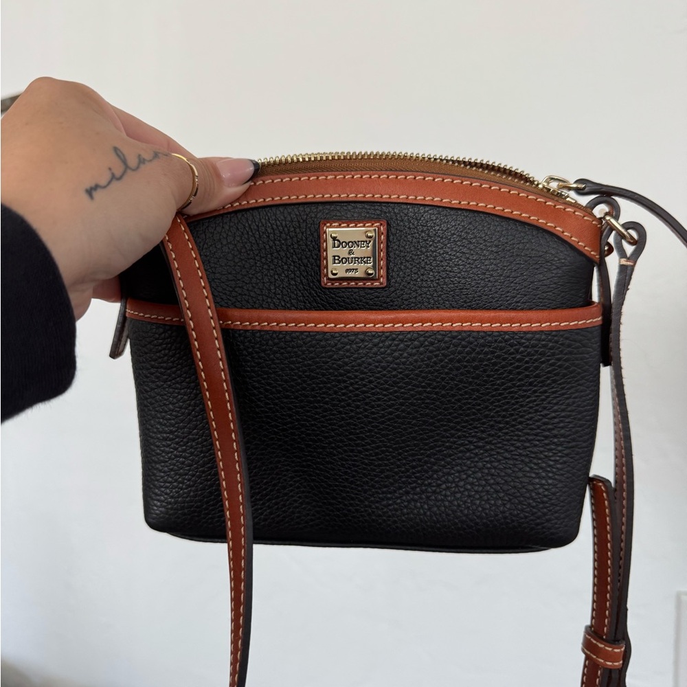 Dooney & Bourke Black Crossbody Bag with Brown Trim